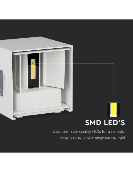 217088-Lampada LED da Muro Quadrata Doppio LED COB  LM/W Colore Bianco Satinato Fascio Luminoso Regolabile  -7