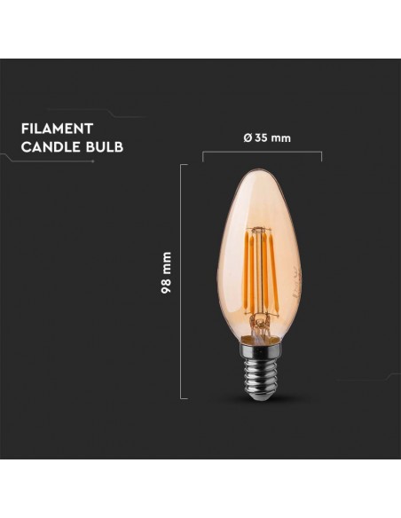 217113-Lampadina LED E  Candela Filamento Ambrato -3