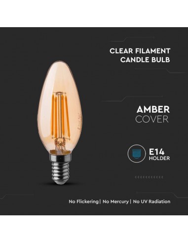 217113-Lampadina LED E  Candela Filamento Ambrato -6