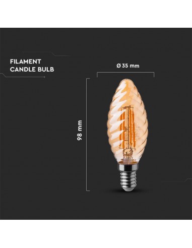 217115-Lampadina LED E  Candela Tortiglione Filamento Ambrato -3
