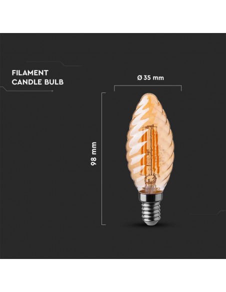 217115-Lampadina LED E  Candela Tortiglione Filamento Ambrato -3