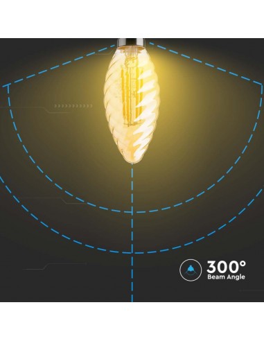 217115-Lampadina LED E  Candela Tortiglione Filamento Ambrato -7