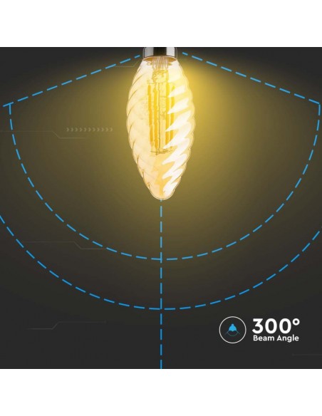 217115-Lampadina LED E  Candela Tortiglione Filamento Ambrato -7