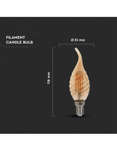 217116-Lampadina LED E  Candela a Fiamma Tortiglione Filamento Ambrato -3