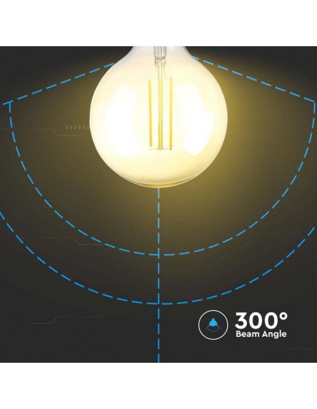 Lampadina LED E27 8W G125 Filamento Ambrato 2200K Dimmerabile