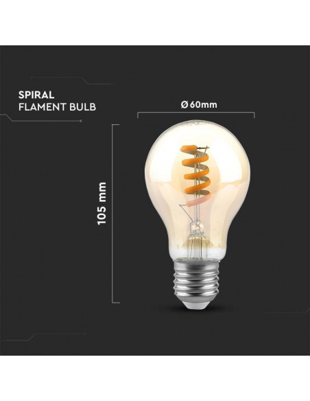 217335-Lampadina LED E  LM/W A Filamento a Spirale Ambrato -3
