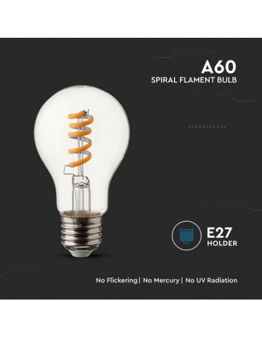 217336-Lampadina LED E  LM/W A Filamento a Spirale -6