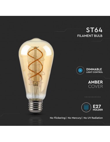 217416-Lampadina LED E  ST Filamento Ambrato  Dimmerabile-5