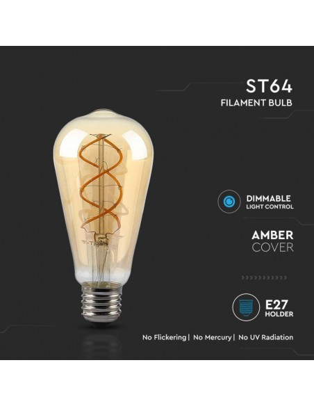 217416-Lampadina LED E  ST Filamento Ambrato  Dimmerabile-5