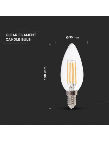 217423-Lampadina LED E  LM/W Candela Filamento -3