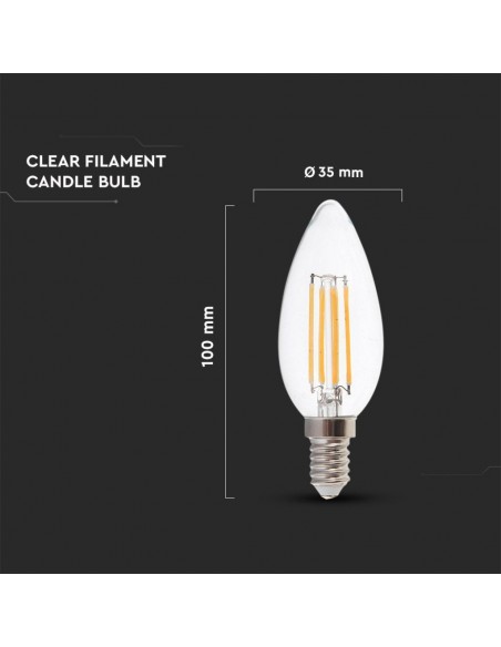 217423-Lampadina LED E  LM/W Candela Filamento -3