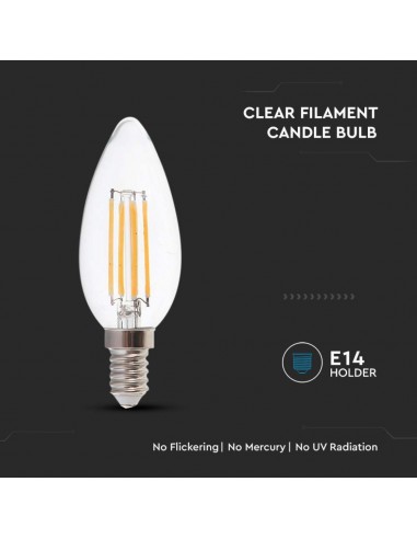 217423-Lampadina LED E  LM/W Candela Filamento -6