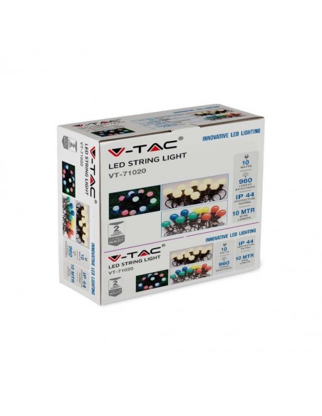 217439-Catenaria m con  Lampadine mini Globo LED  Colore Bianco con Schuko e Trasformatore  IP-2