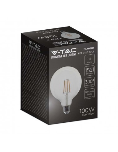 217453-Lampadina LED E  LM/W G Filamento Trasparente -2