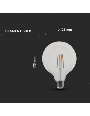 217454-Lampadina LED E  LM/W G Filamento Trasparente -3