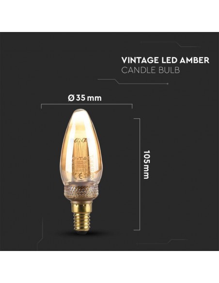 217472-Lampadina LED E  Candela Filamento Ambrato Art -3