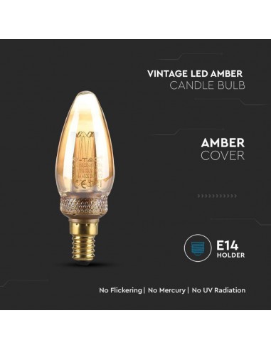217472-Lampadina LED E  Candela Filamento Ambrato Art -5