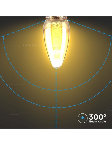 217472-Lampadina LED E  Candela Filamento Ambrato Art -6