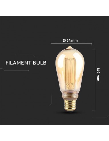 217474-Lampadina LED E  ST Candela Filamento Ambrato Art -3