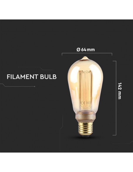 217474-Lampadina LED E  ST Candela Filamento Ambrato Art -3