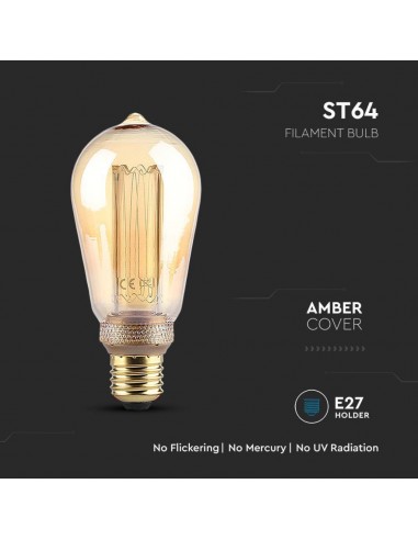 217474-Lampadina LED E  ST Candela Filamento Ambrato Art -5
