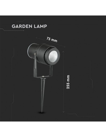 217544-Faretto LED da Giardino  con Picchetto Colore Nero  -2