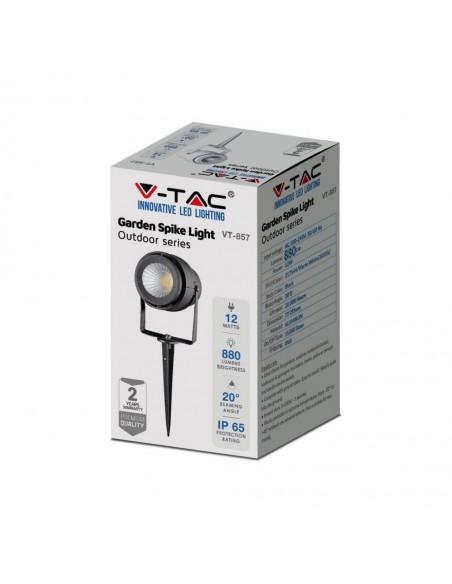 217545-Faretto LED da Giardino  con Picchetto Colore Nero  -2