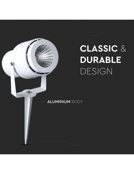 Faretto LED da Giardino 12W con Picchetto Bianco 3000K IP65