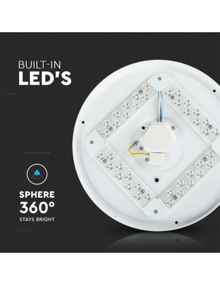 Plafoniera LED Rotonda 12W con Interruttore Cambia CCT 3in1 Effetto Stellato d: 255mm h: 55mm