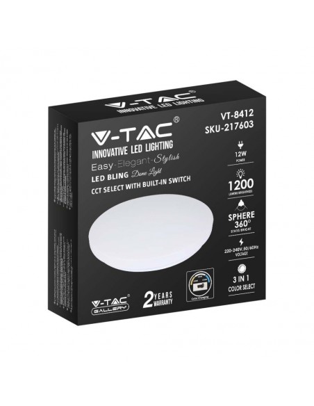 217603-Plafoniera LED Rotonda  con Interruttore Cambia Colore CCT in Satinata d mm h mm-3