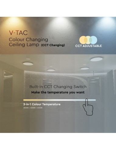 217604-Plafoniera LED Rotonda  con Interruttore Cambia Colore CCT in Effetto Stellato d mm h mm-6