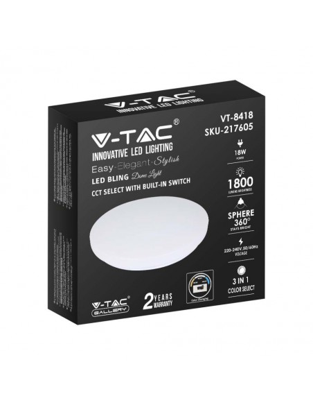 217605-Plafoniera LED Rotonda  con Interruttore Cambia Colore  in  Satinata d mm h mm-2