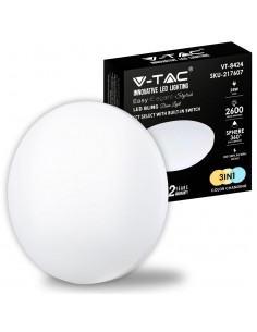 217607-Plafoniera LED Rotonda  con Interruttore Cambia Colore  in  Satinata d mm h mm-1