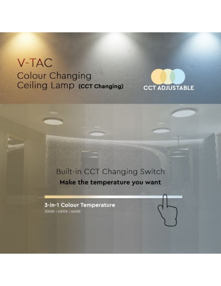 217607-Plafoniera LED Rotonda  con Interruttore Cambia Colore  in  Satinata d mm h mm-7