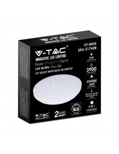 217608-Plafoniera LED Rotonda  con Interruttore Cambia Colore CCT in Effetto Stellato d mm h mm-1 2