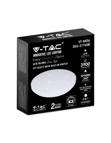 217608-Plafoniera LED Rotonda  con Interruttore Cambia Colore CCT in Effetto Stellato d mm h mm-2