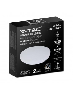 217609-Plafoniera LED Rotonda  con Interruttore Cambia Colore  in  Satinata d mm h mm-1 2