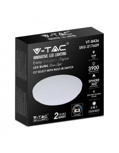 217609-Plafoniera LED Rotonda  con Interruttore Cambia Colore  in  Satinata d mm h mm-2