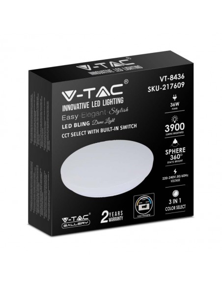 217609-Plafoniera LED Rotonda  con Interruttore Cambia Colore  in  Satinata d mm h mm-2