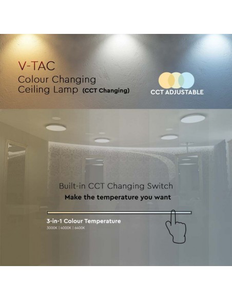 217609-Plafoniera LED Rotonda  con Interruttore Cambia Colore  in  Satinata d mm h mm-7