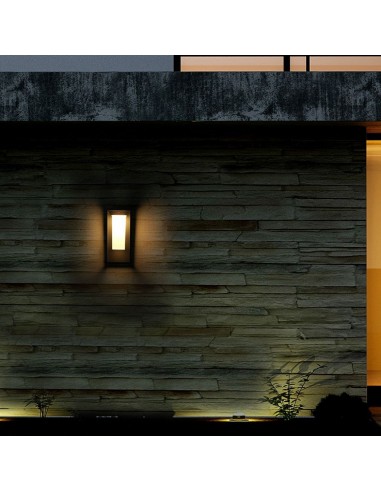 21784-Lampada Solare LED Chip Samsung da Muro Esterno  Rettangolare Sensore di Movimento Crepuscolare e Modalità di Luminosità C