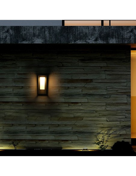 21784-Lampada Solare LED Chip Samsung da Muro Esterno  Rettangolare Sensore di Movimento Crepuscolare e Modalità di Luminosità C