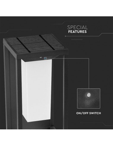 21784-Lampada Solare LED Chip Samsung da Muro Esterno  Rettangolare Sensore di Movimento Crepuscolare e Modalità di Luminosità C