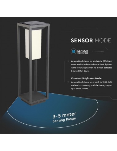 21785-Lampada Solare LED Chip Samsung da Muro Esterno  Rettangolare Sensore di Movimento Crepuscolare e Modalità di Luminosità C