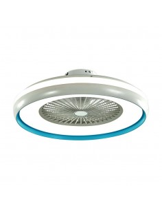 217934-Ventilatore LED da Soffitto a Scatola con Motore a Corrente Alternata da  e Telecomando CCT in Colore Grigio e Blu-1
