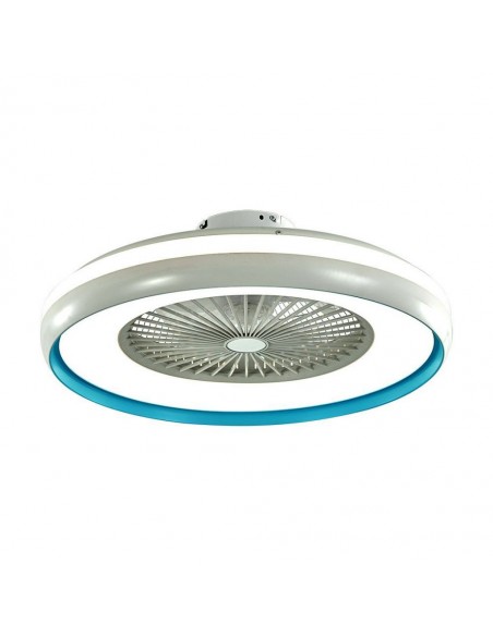 217934-Ventilatore LED da Soffitto a Scatola con Motore a Corrente Alternata da  e Telecomando CCT in Colore Grigio e Blu-1