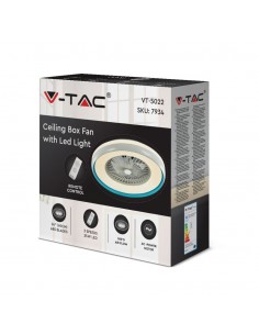 217934-Ventilatore LED da Soffitto a Scatola con Motore a Corrente Alternata da  e Telecomando CCT in Colore Grigio e Blu-1 2