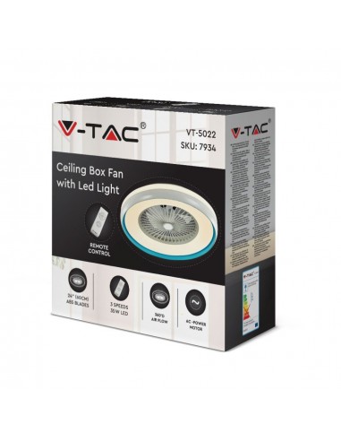 217934-Ventilatore LED da Soffitto a Scatola con Motore a Corrente Alternata da  e Telecomando CCT in Colore Grigio e Blu-2