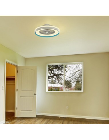 217934-Ventilatore LED da Soffitto a Scatola con Motore a Corrente Alternata da  e Telecomando CCT in Colore Grigio e Blu-4