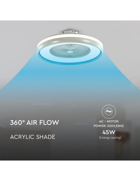 217934-Ventilatore LED da Soffitto a Scatola con Motore a Corrente Alternata da  e Telecomando CCT in Colore Grigio e Blu-7